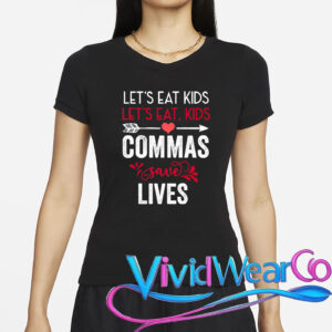 Commas Save Lives Funny Grammar T-Shirt