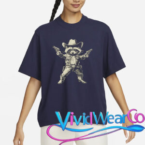 Cowboy Raccoon Retro Funny T-Shirt