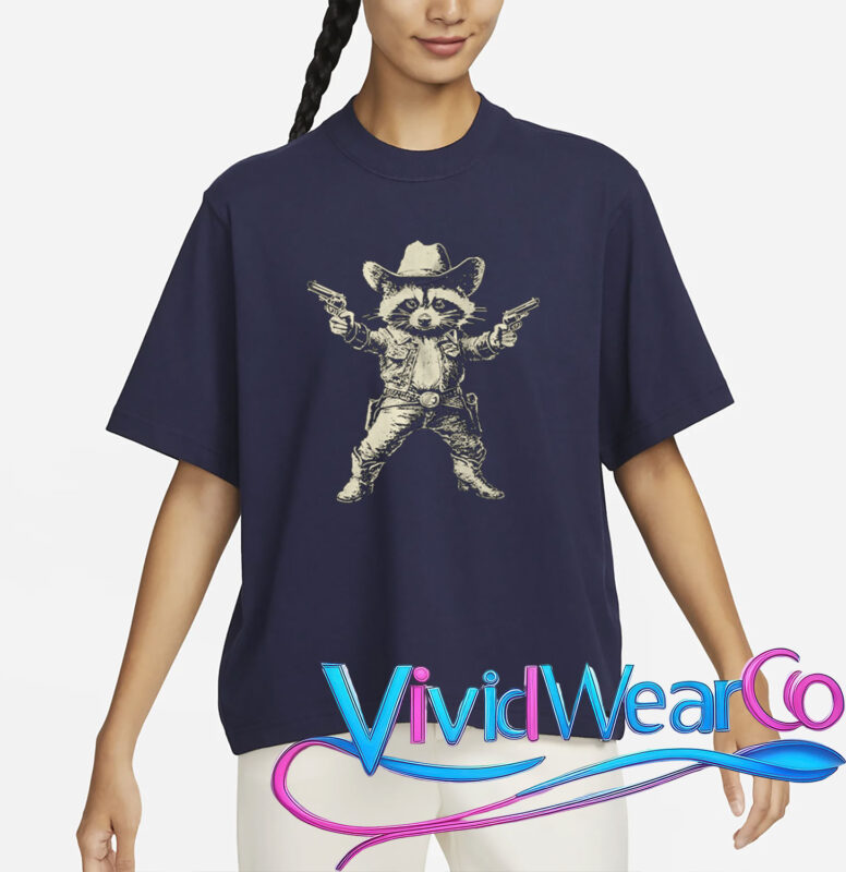 Cowboy Raccoon Retro Funny T-Shirt