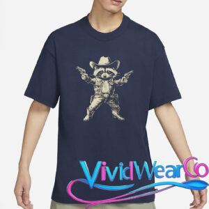 Cowboy Raccoon Retro Funny T-Shirt