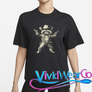 Cowboy Raccoon Retro Funny T-Shirt