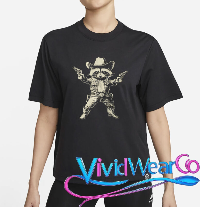 Cowboy Raccoon Retro Funny T-Shirt