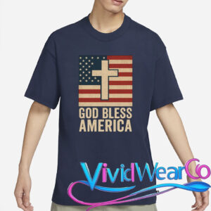 God Bless America Vintage Cross American Flag T-Shirt