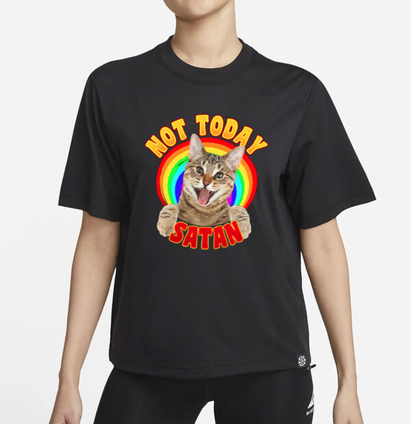 Not Today Satan Cat Rainbow T-Shirt