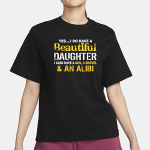 Protective Dad Beautiful Daughter Warning T-Shirt
